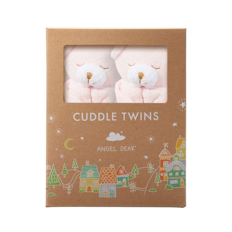 Angel Dear Cuddle Twins Blankie, Pink Bear - Image 1